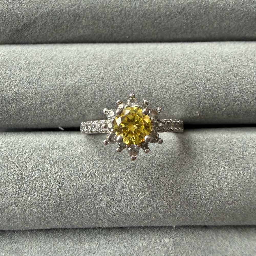 Fragrant Jewels Yellow Sunburst Halo Ring
